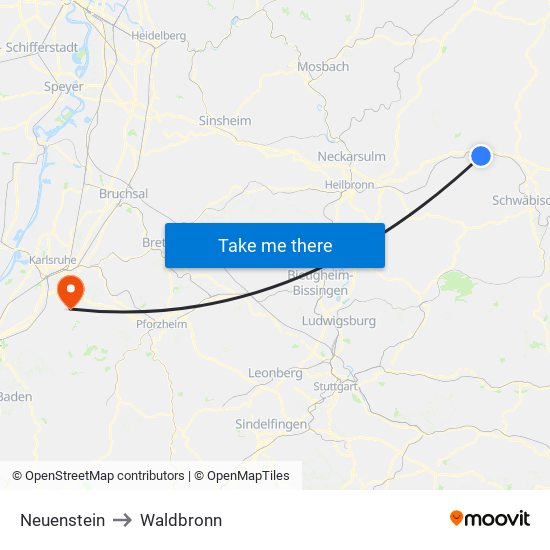 Neuenstein to Waldbronn map