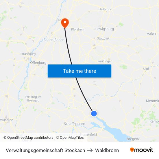 Verwaltungsgemeinschaft Stockach to Waldbronn map