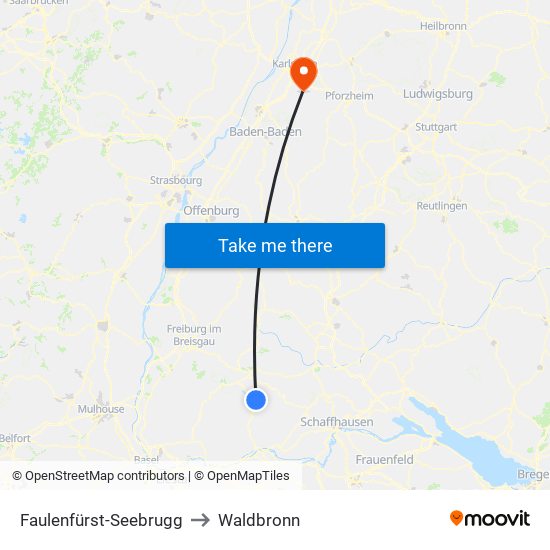Faulenfürst-Seebrugg to Waldbronn map