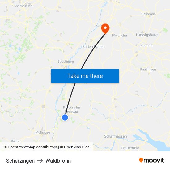 Scherzingen to Waldbronn map