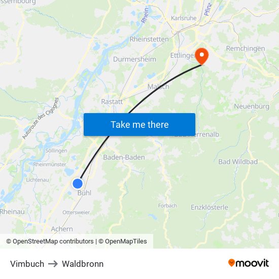 Vimbuch to Waldbronn map