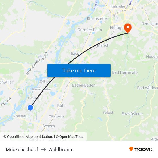 Muckenschopf to Waldbronn map