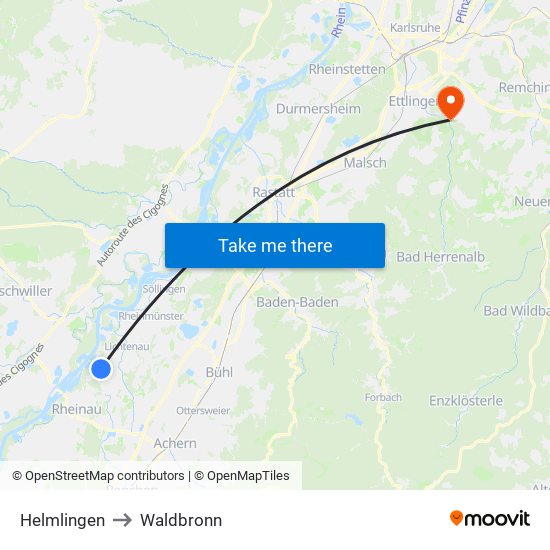 Helmlingen to Waldbronn map