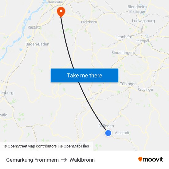 Gemarkung Frommern to Waldbronn map