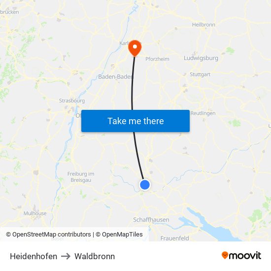 Heidenhofen to Waldbronn map