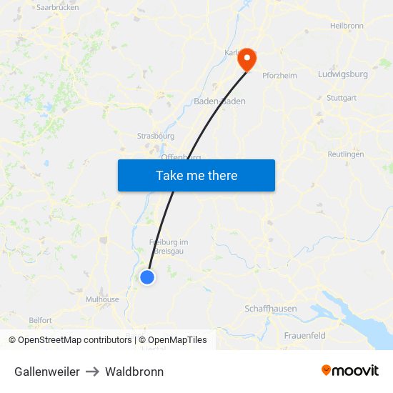 Gallenweiler to Waldbronn map