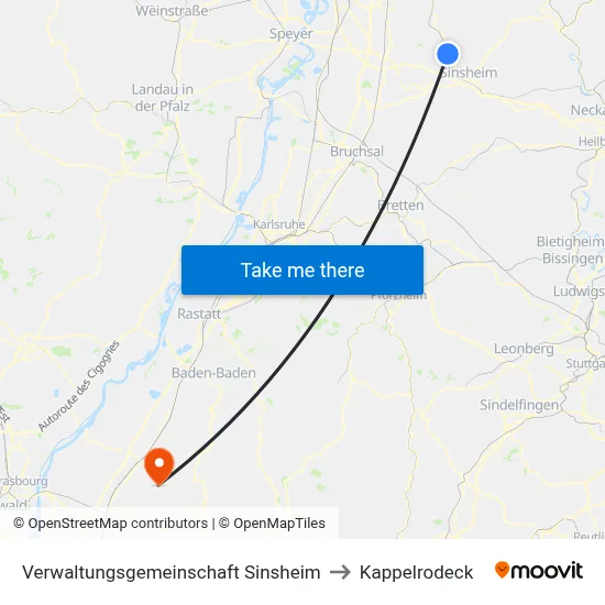 Verwaltungsgemeinschaft Sinsheim to Kappelrodeck map