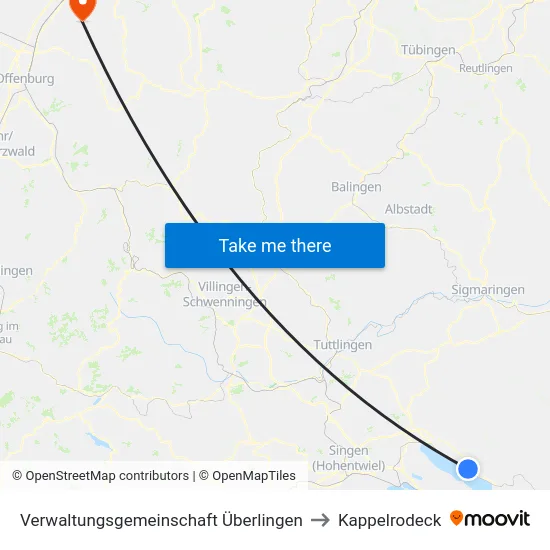 Verwaltungsgemeinschaft Überlingen to Kappelrodeck map