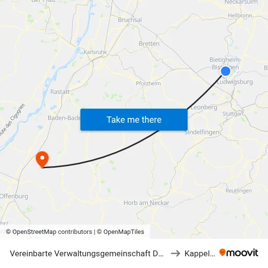 Vereinbarte Verwaltungsgemeinschaft Der Stadt Bietigheim-Bissingen to Kappelrodeck map