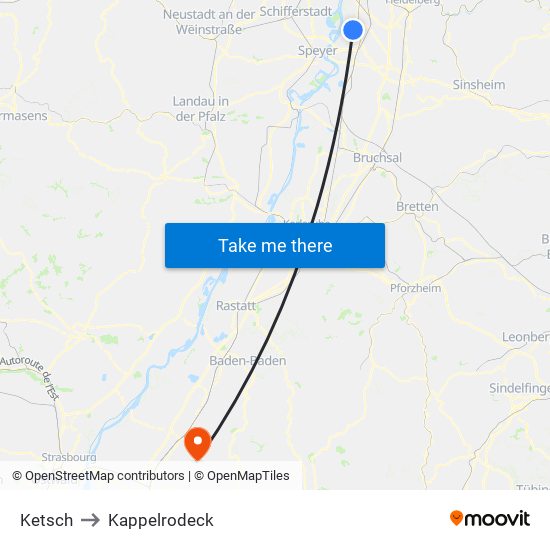 Ketsch to Kappelrodeck map