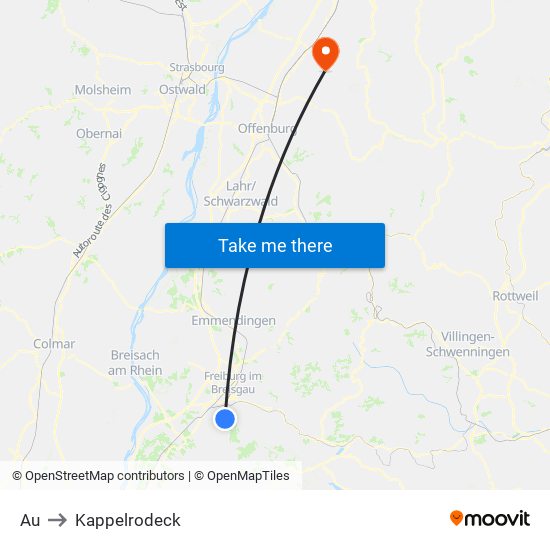 Au to Kappelrodeck map