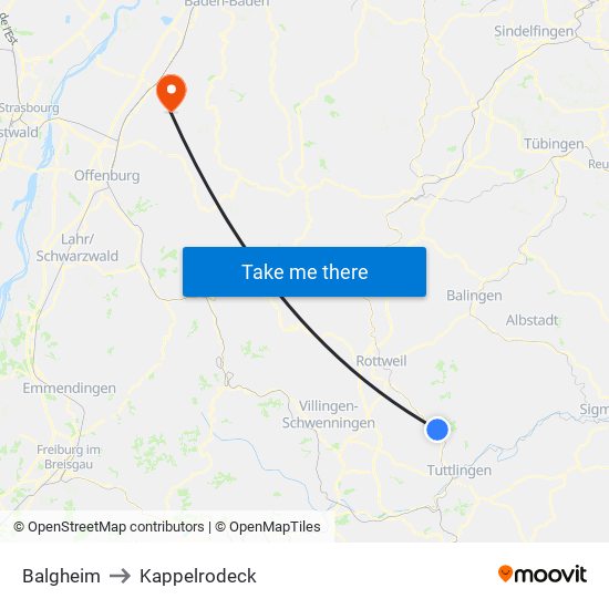 Balgheim to Kappelrodeck map