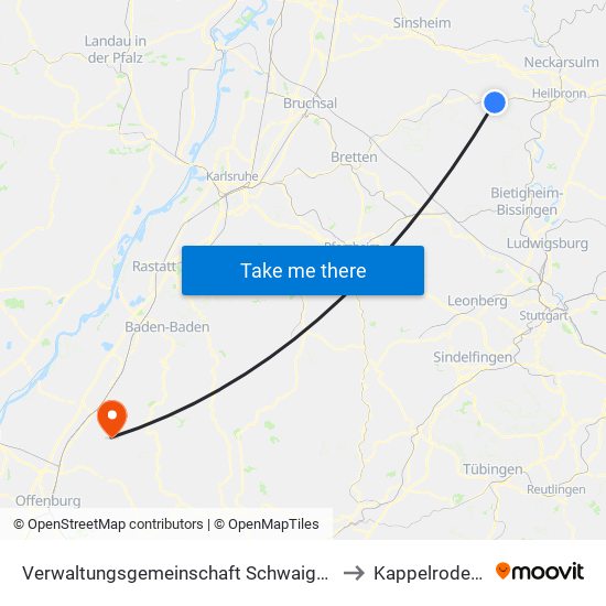 Verwaltungsgemeinschaft Schwaigern to Kappelrodeck map