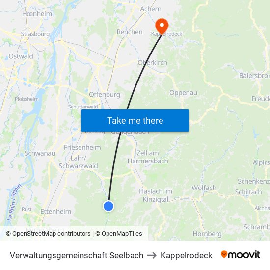 Verwaltungsgemeinschaft Seelbach to Kappelrodeck map