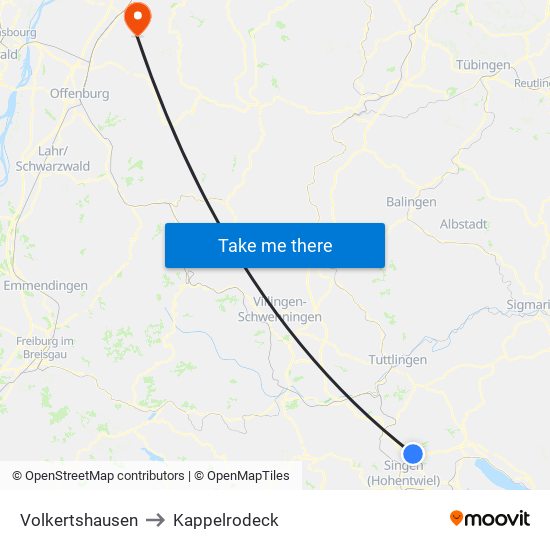 Volkertshausen to Kappelrodeck map
