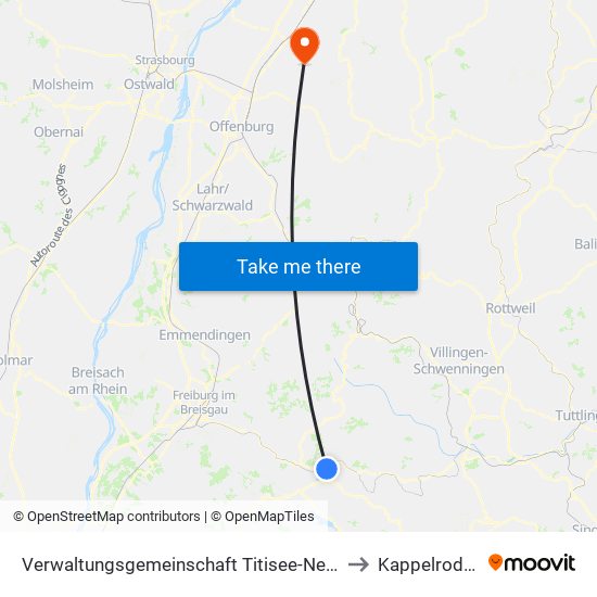 Verwaltungsgemeinschaft Titisee-Neustadt to Kappelrodeck map