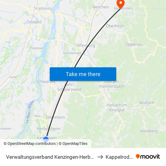 Verwaltungsverband Kenzingen-Herbolzheim to Kappelrodeck map