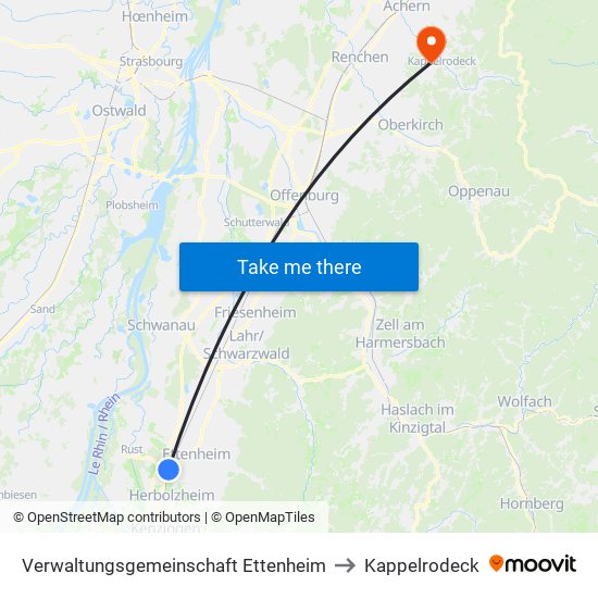 Verwaltungsgemeinschaft Ettenheim to Kappelrodeck map