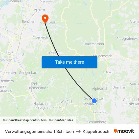 Verwaltungsgemeinschaft Schiltach to Kappelrodeck map