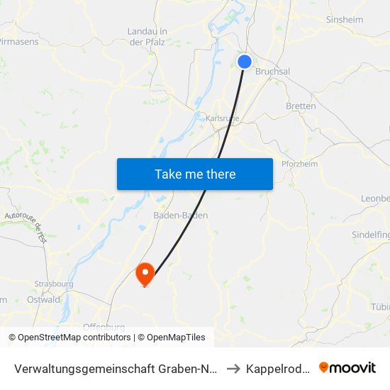 Verwaltungsgemeinschaft Graben-Neudorf to Kappelrodeck map