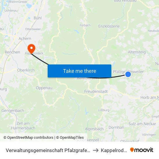 Verwaltungsgemeinschaft Pfalzgrafenweiler to Kappelrodeck map