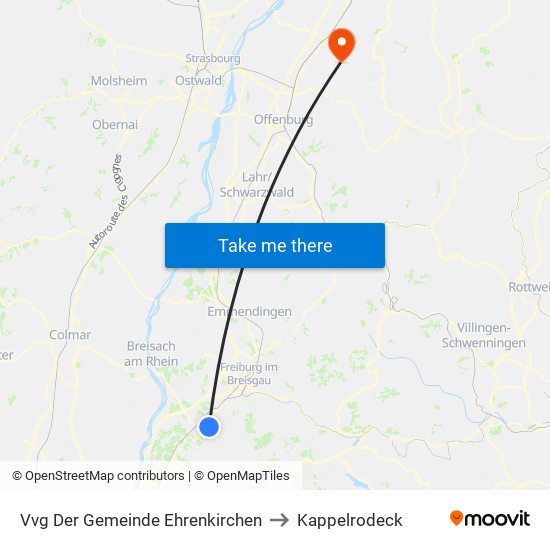 Vvg Der Gemeinde Ehrenkirchen to Kappelrodeck map