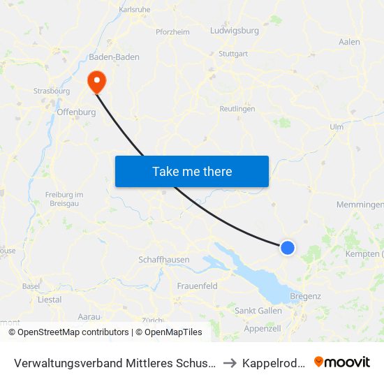 Verwaltungsverband Mittleres Schussental to Kappelrodeck map