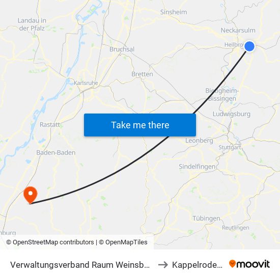 Verwaltungsverband Raum Weinsberg to Kappelrodeck map