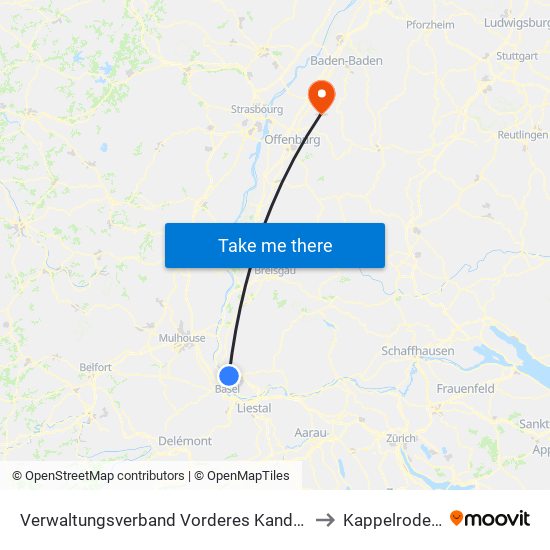 Verwaltungsverband Vorderes Kandertal to Kappelrodeck map