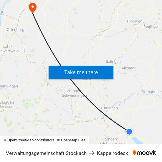 Verwaltungsgemeinschaft Stockach to Kappelrodeck map