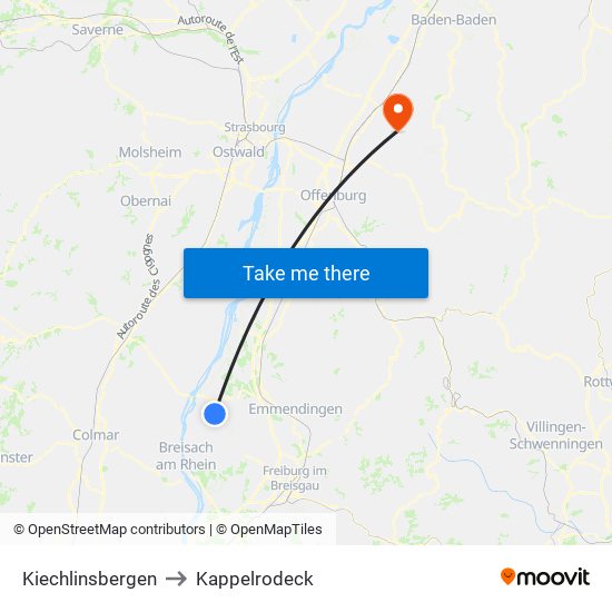 Kiechlinsbergen to Kappelrodeck map