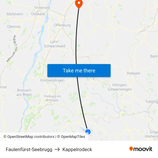 Faulenfürst-Seebrugg to Kappelrodeck map