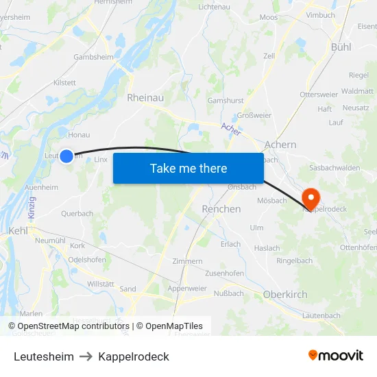 Leutesheim to Kappelrodeck map