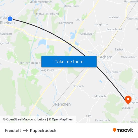 Freistett to Kappelrodeck map