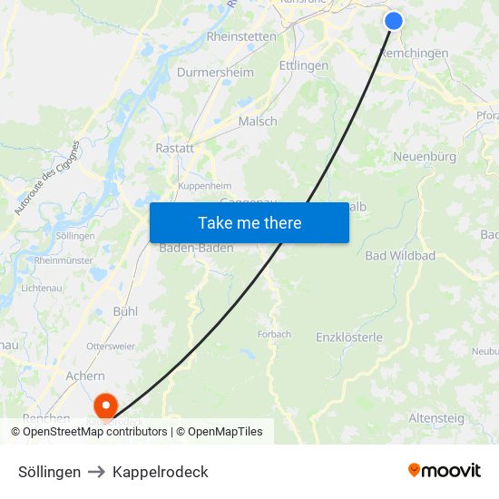 Söllingen to Kappelrodeck map