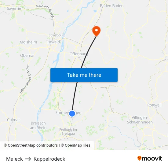 Maleck to Kappelrodeck map