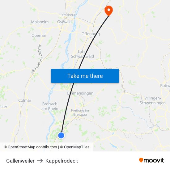 Gallenweiler to Kappelrodeck map