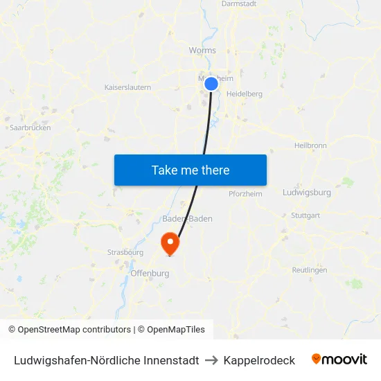 Ludwigshafen-Nördliche Innenstadt to Kappelrodeck map