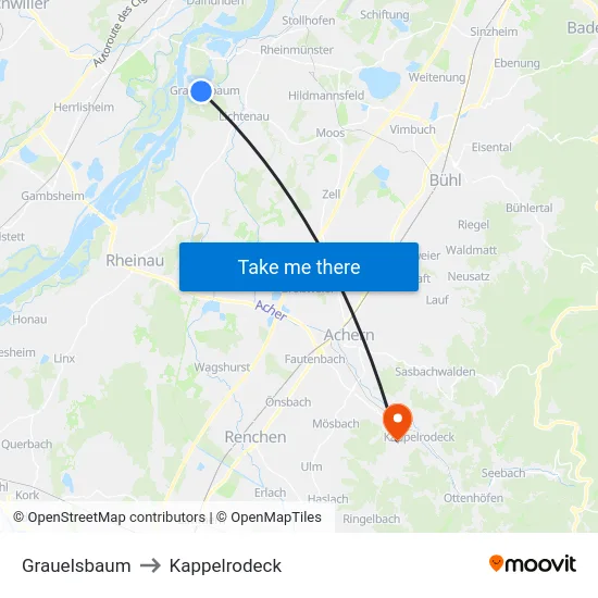 Grauelsbaum to Kappelrodeck map