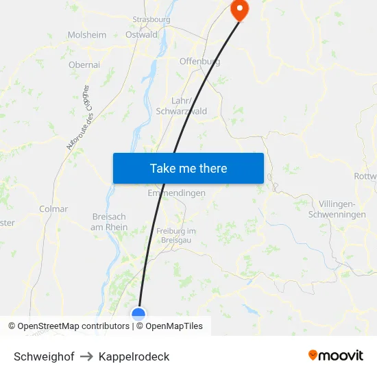 Schweighof to Kappelrodeck map