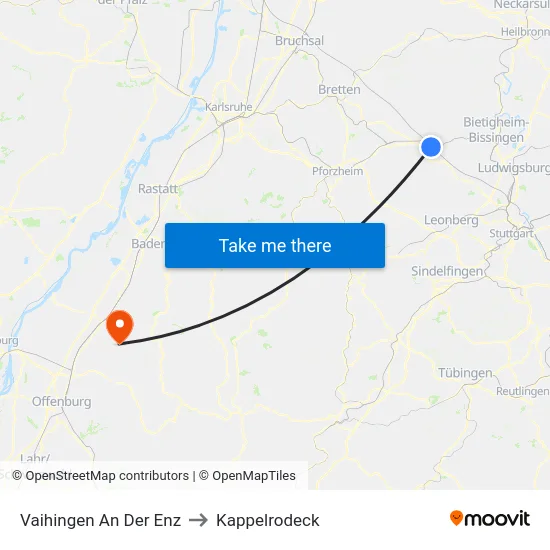 Vaihingen An Der Enz to Kappelrodeck map