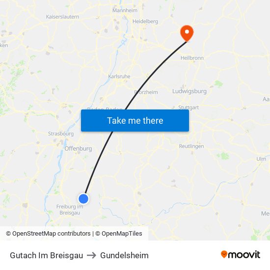 Gutach Im Breisgau to Gundelsheim map