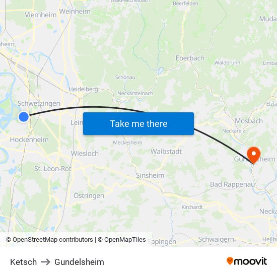Ketsch to Gundelsheim map