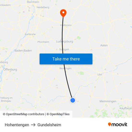 Hohentengen to Gundelsheim map