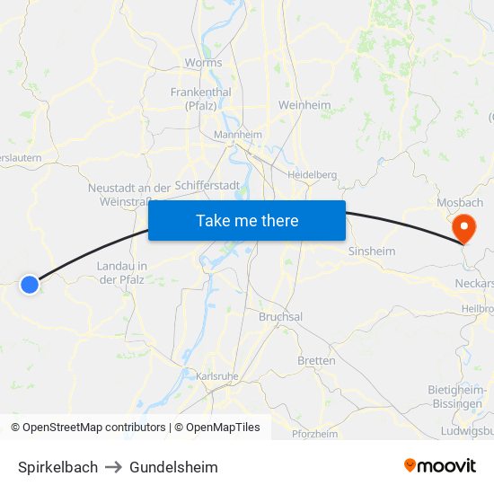 Spirkelbach to Gundelsheim map