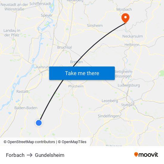 Forbach to Gundelsheim map