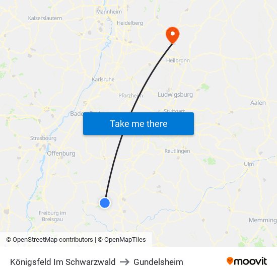 Königsfeld Im Schwarzwald to Gundelsheim map