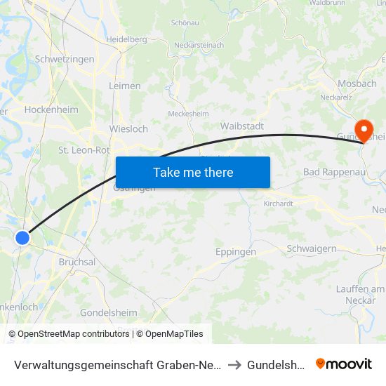 Verwaltungsgemeinschaft Graben-Neudorf to Gundelsheim map