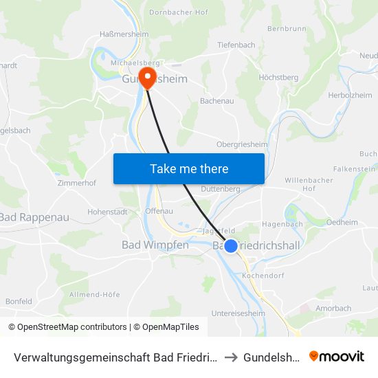 Verwaltungsgemeinschaft Bad Friedrichshall to Gundelsheim map