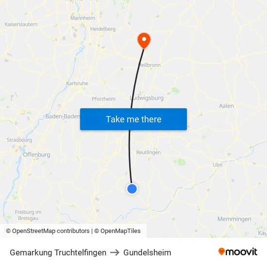 Gemarkung Truchtelfingen to Gundelsheim map